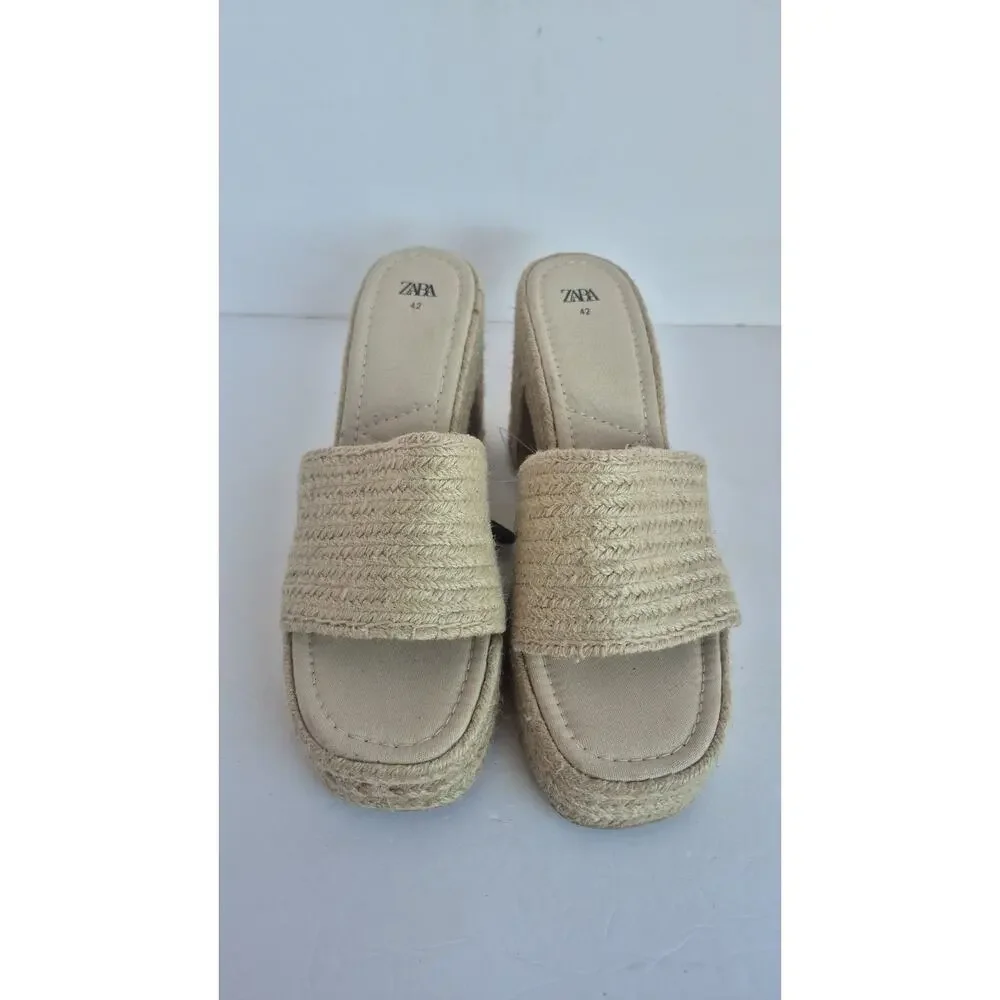Zara Jute Chunky Platform Sandals w/ Airfit Cushioned Insoles Size 42 (US 11)
